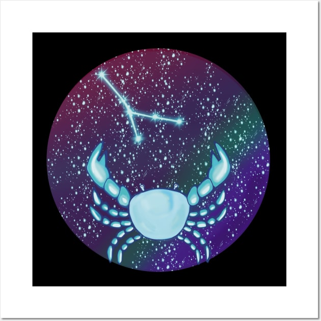 Cancer Zodiac Sign Crab with Constellation Wall Art by galaxieartshop